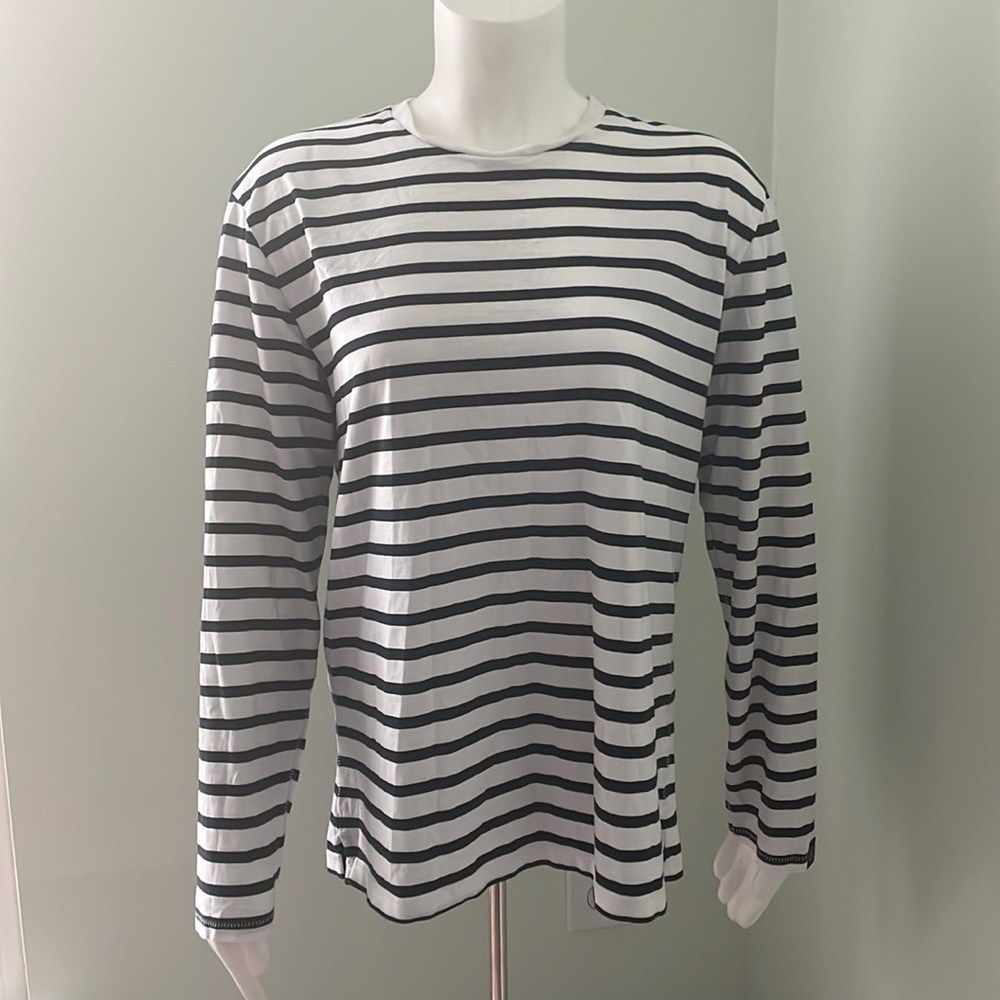 Rag & Bone Black/White Stripe L/S  Knit Shirt